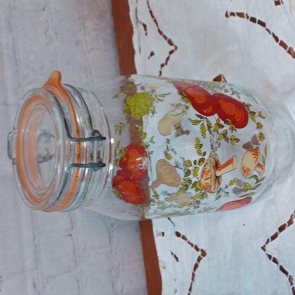 Vtg 1960,S Glass Jar Canister  Peppers Mushrooms France Niveau De Remplissage - Picture 8 of 10